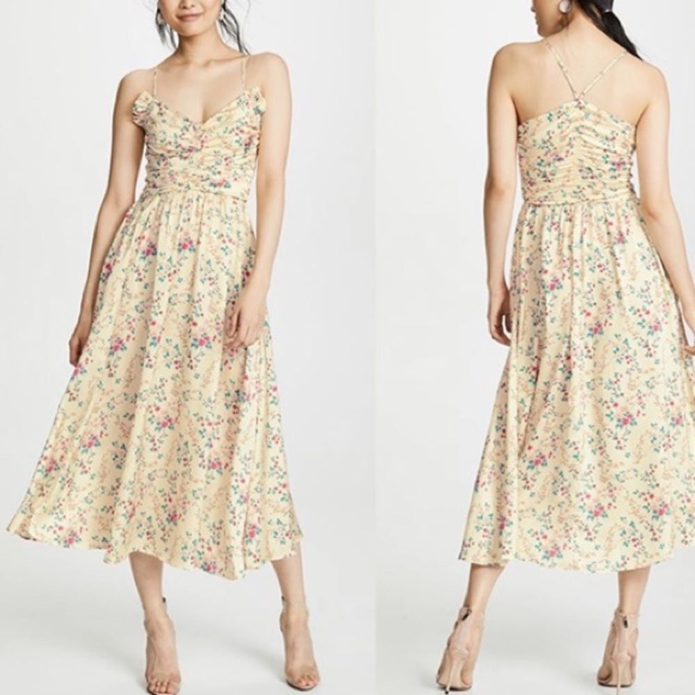 JILL STUART floral print shirred bustier charmeuse dress